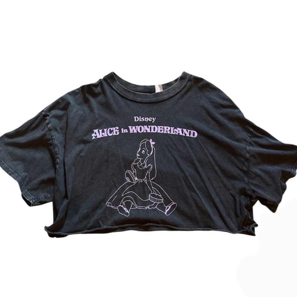 Disney Black Tee with Purple Alice in Wonderland Design